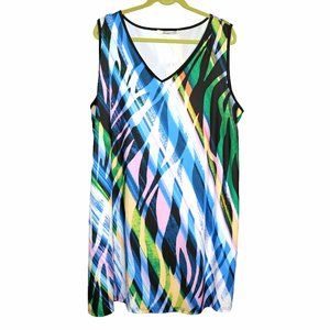 Colorful Sakurafina Multicolor Animal Print Sleeveless Shift Dress Size 2XL NWT